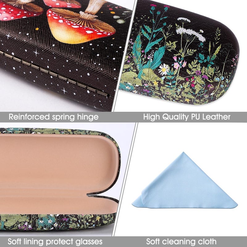 PERFECTSIGHT Store Hard Shell Eyeglasses Case, PU Leather Protective Glasses Case, Cute Eyeglass Case for Women Men Girls - Image 3